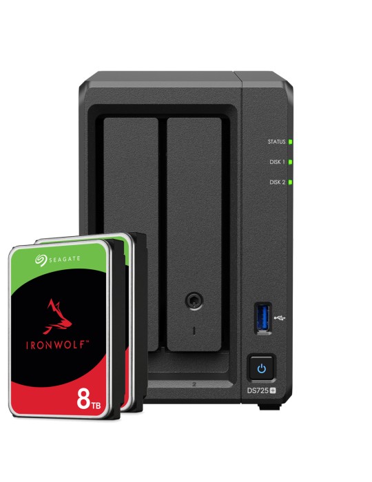Synology DS725+ 16TB Seagate IronWolf NAS-Bundle NAS inkl. 2x 8TB Seagate IronWolf 3.5 Zoll SATA Festplatte