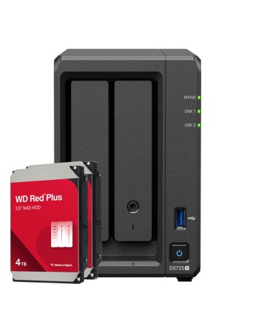 Synology DS725+ 8TB WD Red Plus NAS-Bundle NAS inkl. 2x 4TB WD Red Plus 3.5 Zoll SATA Festplatte