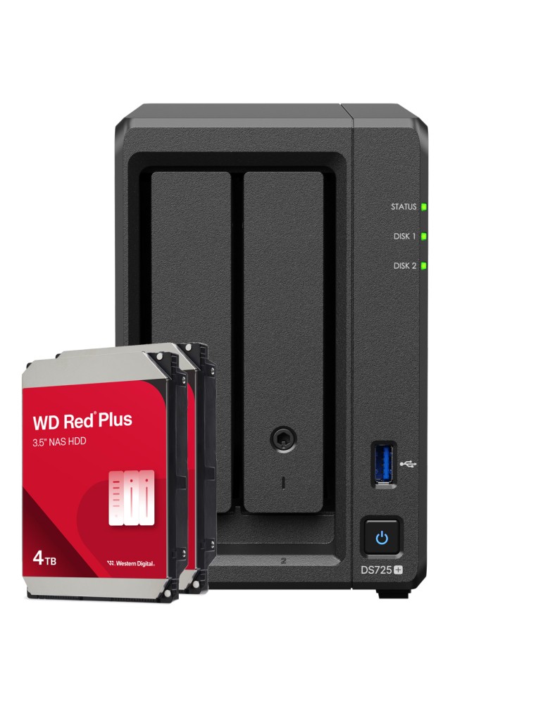 Synology DS725+ 8TB WD Red Plus NAS-Bundle NAS inkl. 2x 4TB WD Red Plus 3.5 Zoll SATA Festplatte