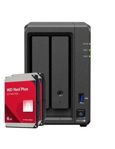 Synology DS725+ 12TB WD Red Plus NAS-Bundle NAS inkl. 2x 6TB WD Red Plus 3.5 Zoll SATA Festplatte