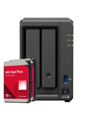 Synology DS725+ 24TB WD Red Plus NAS-Bundle NAS inkl. 2x 12TB WD Red Plus 3.5 Zoll SATA Festplatte