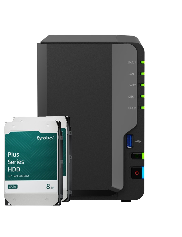 Synology DS225+ 16TB Plus HDD NAS-Bundle NAS inkl. 2x 8TB Synology Plus 3.5 Zoll SATA Festplatte