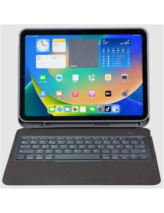 Deqster Slim Keyboard 2 für 13" Apple iPad Air(M2/M3), QWERTZ, DE-Layout, Grau