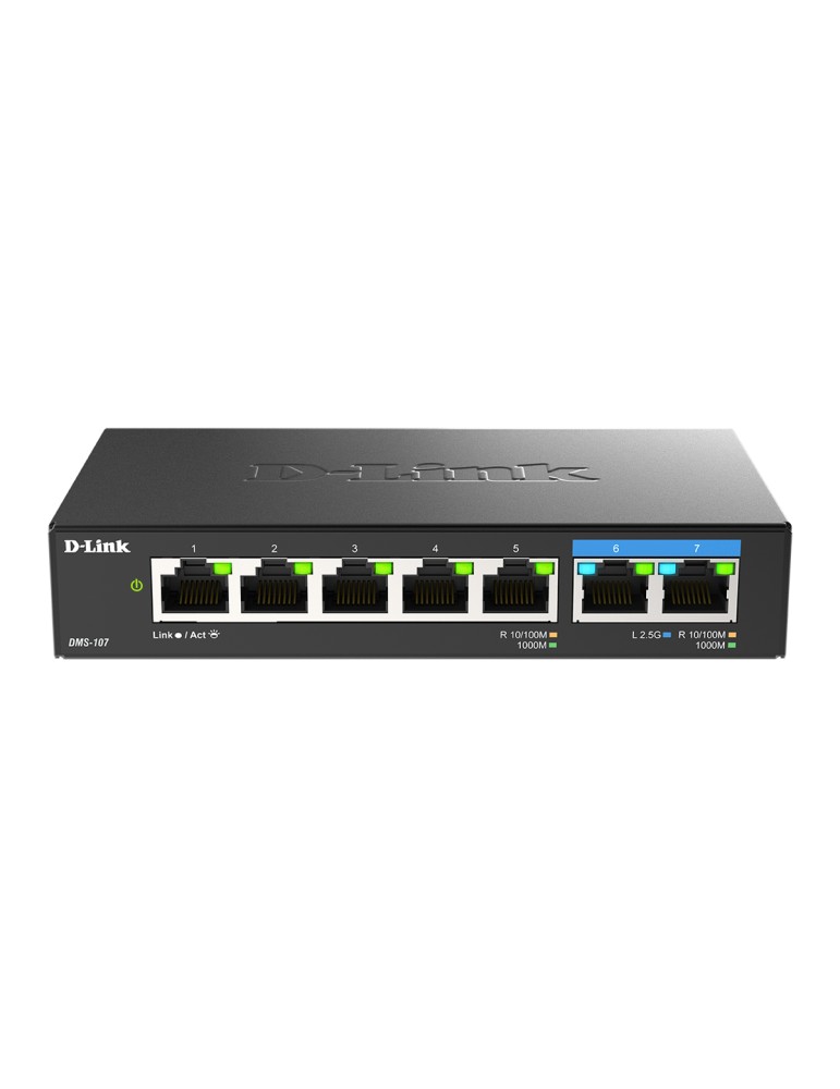 D-Link DMS-107 Unmanaged Switch 5x Gigabit Ethernet, 2x 2.5 Gigabit Ethernet