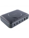 InLine Qi Powerstation Multiport, Netzteil, Ladegerät 4x USB Typ-C, 2x USB Typ-A, GaN, 100W, Wireless charging 15W, schwarz
