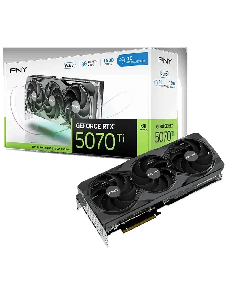 PNY GeForce RTX 5070 Ti Overclocked Triple Fan Plus - 16GB GDDR7, HDMI, 3x DP