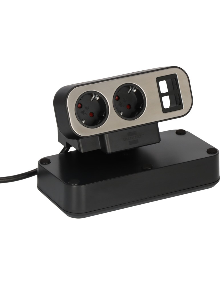 Brennenstuhl estilo Duplex Tischsteckdosenleiste 2m, mit Überspannungsschutz, 2x Keystone Module, 9x Schutzkontakt-Steckdosen, s