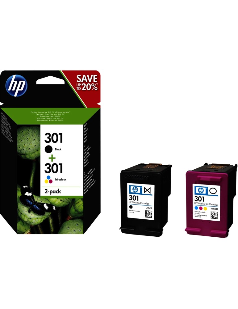 HP 301 (N9J72AE) Original Druckerpatronen 2er-Pack Kompatibilität: HP Deskjet 2000er Serie
