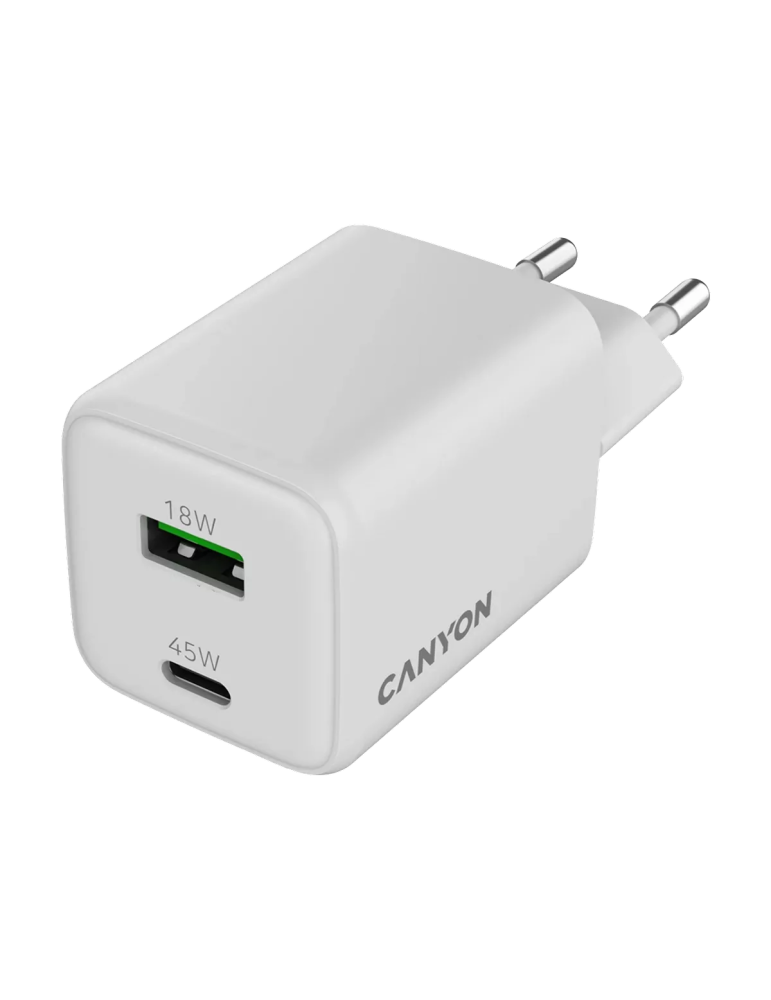 CANYON Charger CU45AC GaN 45W 1xPD 1xQC EU White
