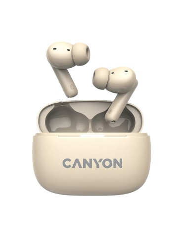 CANYON In-Ear Kopfhörer OnGo TWS-10, Beige Bluetooth 5.3, Umgebungsgeräuschunterdrückung, Vier Mikrofone