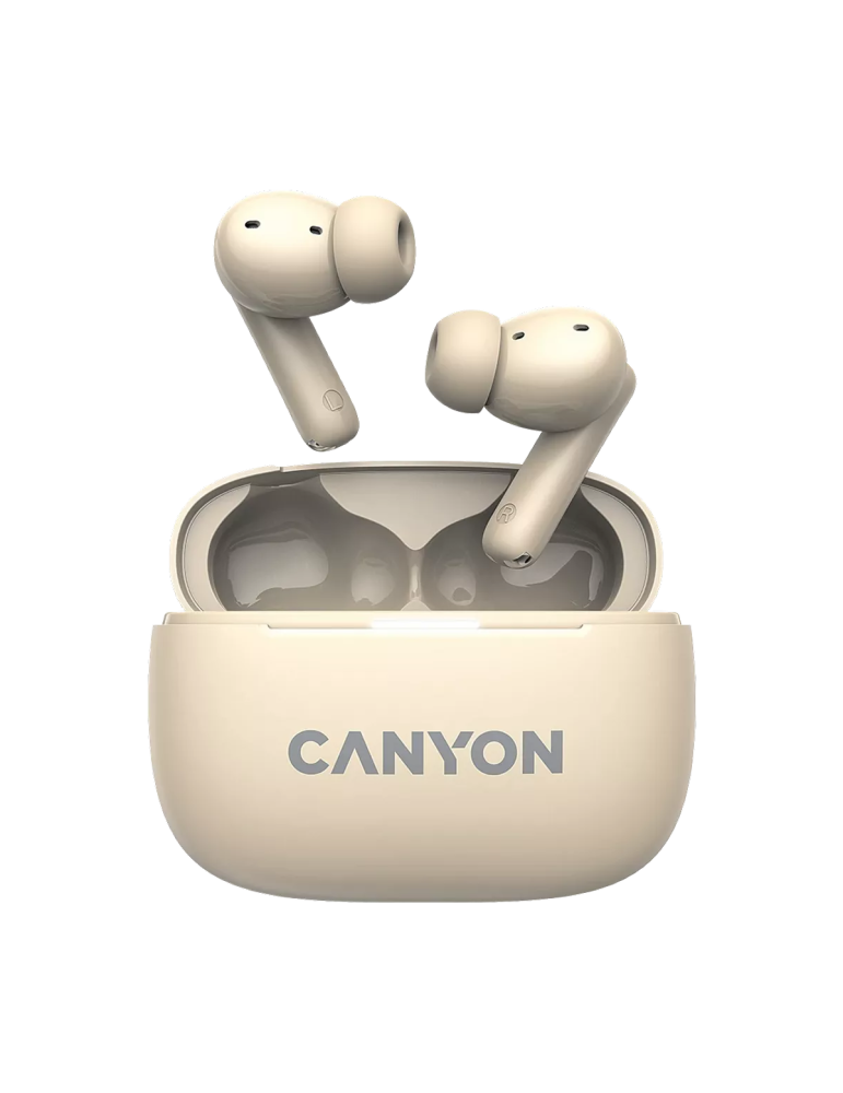 CANYON In-Ear Kopfhörer OnGo TWS-10, Beige Bluetooth 5.3, Umgebungsgeräuschunterdrückung, Vier Mikrofone