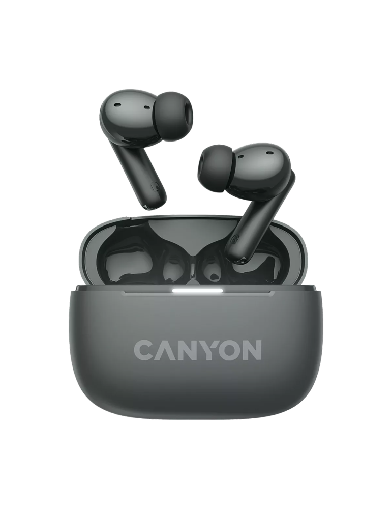 CANYON In-Ear Kopfhörer OnGo TWS-10, Grey Bluetooth 5.3, Umgebungsgeräuschunterdrückung, Vier Mikrofone