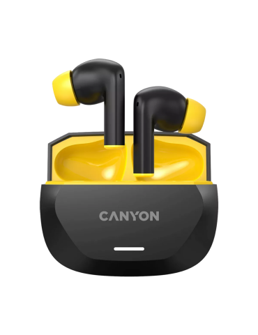 CANYON In-Ear Kopfhörer HEXAGON 7 TWS ANC+ENC, Black Yellow Bluetooth 5.4, Unterstützung für kabelloses Laden, Aktive Geräuschun