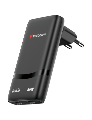 Verbatim Fold ´n´ Go GaN Charger 65W EU plug Black