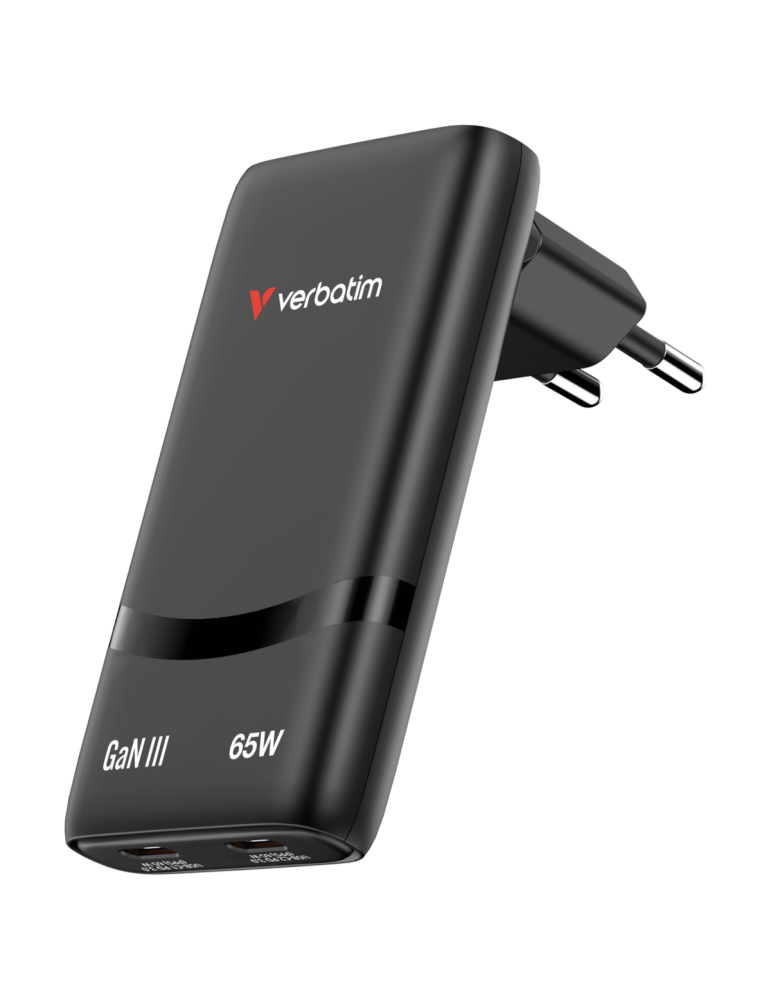 Verbatim Fold ´n´ Go GaN Charger 65W EU plug Black