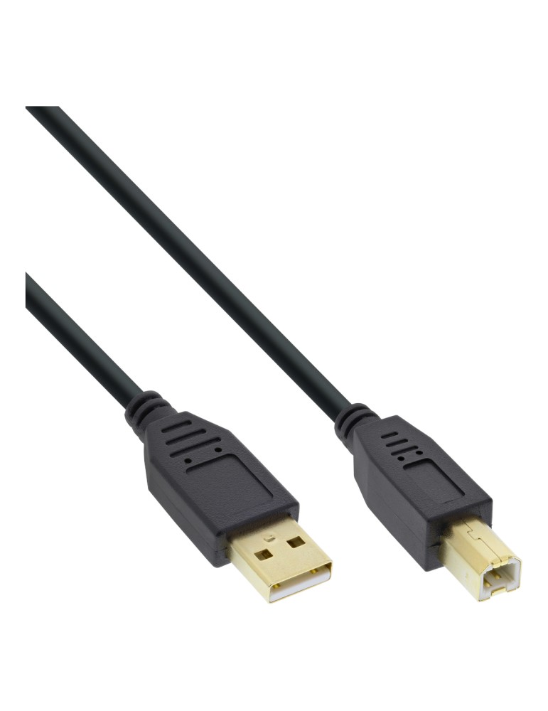 InLine® USB 2.0 Kabel, A an B, schwarz, Kontakte gold, 5m