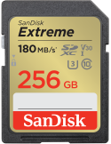 SanDisk 256GB Extreme SDXC Speicherkarte, 180MB/s & 130MB/s Lese/Schreibgeschwindigkeit, UHS-I, Class 10, U3, V30