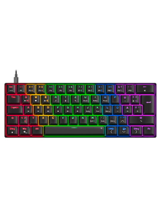 Speedlink ATMOS RGB Regenbogen Mechanische 60% Gaming Tastatur mit braunen Schaltern, schwarz