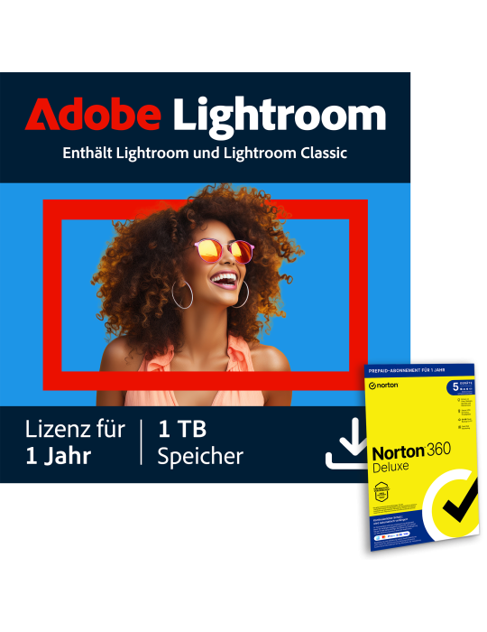 Adobe Lightroom | 1 Jahr | 1TB | PC/Mac inkl. Norton 360 Deluxe