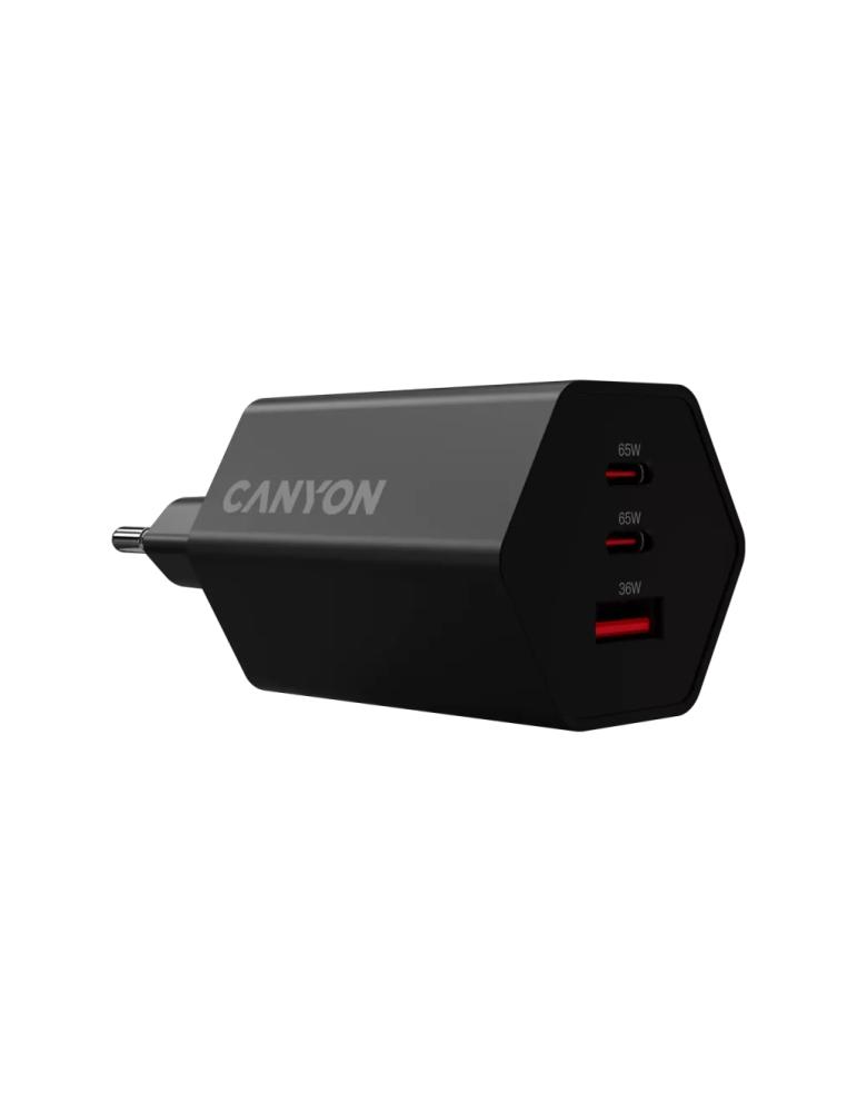 CANYON Charger HEXAGON 65 GaN 65W 2xPD 1xQC EU Black