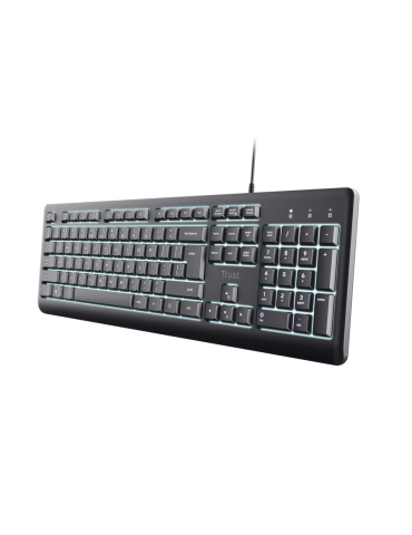 Trust Primo Illuminated Keyboard, Kabelgebunden, USB-A/-C Beleuchtete Tastatur für bequemes und komfortables Tippen bei Tag und 