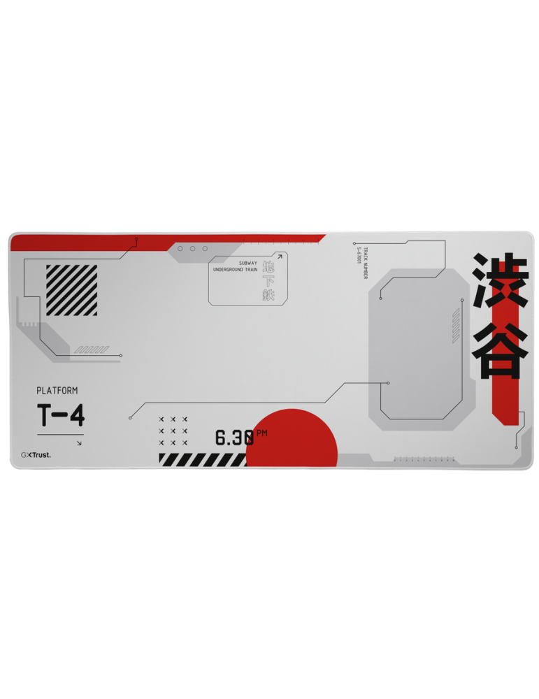 MAU Trust Gaming GXT759 XXL weiß/rot XXL Gaming-Mauspad mit vernähtem Rand für bequemes und stabiles Gaming