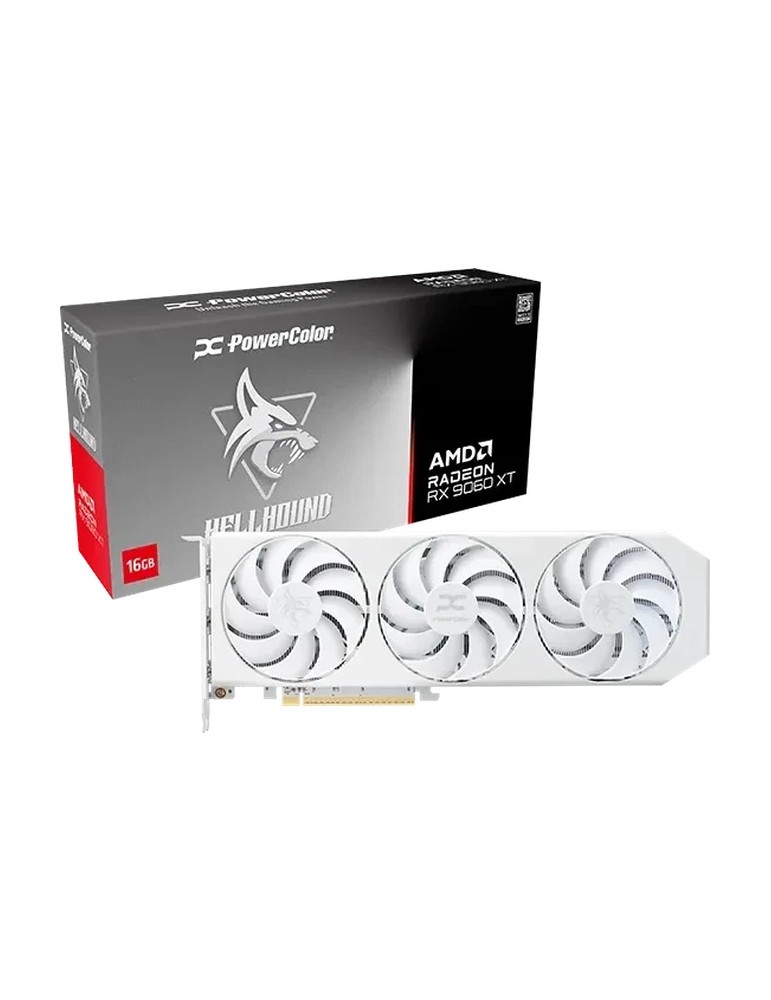 Powercolor RX 9060XT Hellhound Spectral White OC 16GB - 16GB GDDR6, 1x HDMI, 3x DP