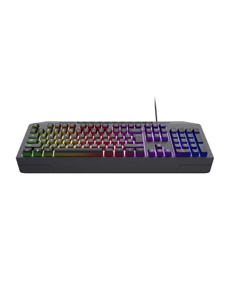 Trust Gaming GXT836 EVOCX Gaming Tastatur Gaming-Tastatur mit Regenbogenschwellen-RGB-Beleuchtung und Soft-Touch-Tasten