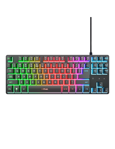 Trust Gaming GXT833 THADO TKL Gaming Tastatur Kompakte Gaming-Tastatur aus Metall mit mehrfarbiger LED-Beleuchtung