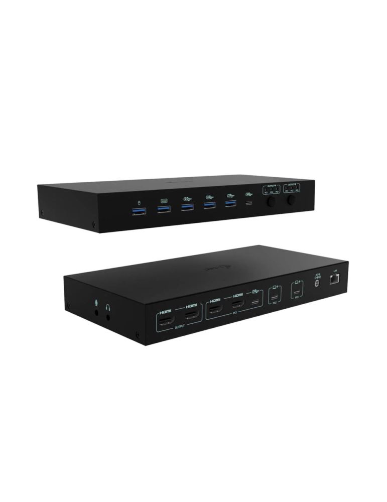 i-tec USB-C KVM Docking station for 3 Hosts, Dual Display, Power Delivery 1x 92W/2x 65W