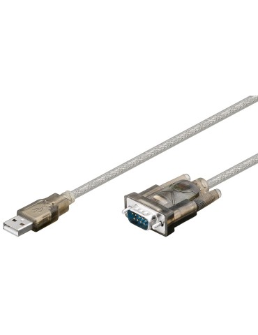 Goobay USB seriell RS232 Konverter, Transparent 1,5m, USB 2.0-Stecker (Typ A)  D-SUB/RS-232-Stecker (9-polig)
