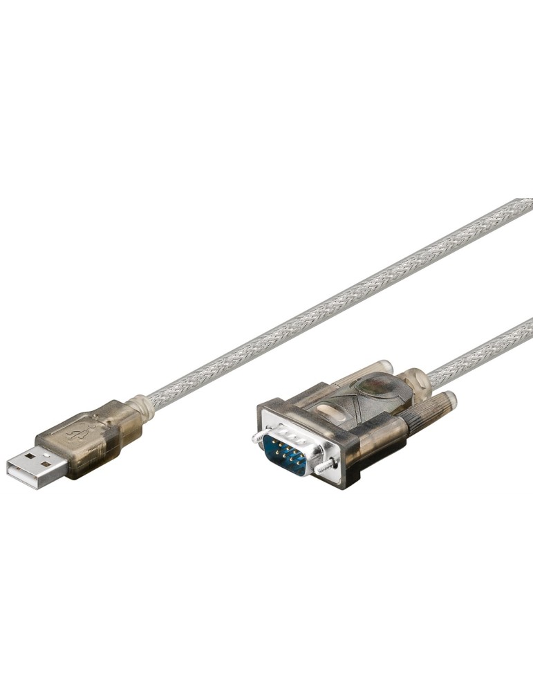Goobay USB seriell RS232 Konverter, Transparent 1,5m, USB 2.0-Stecker (Typ A)  D-SUB/RS-232-Stecker (9-polig)
