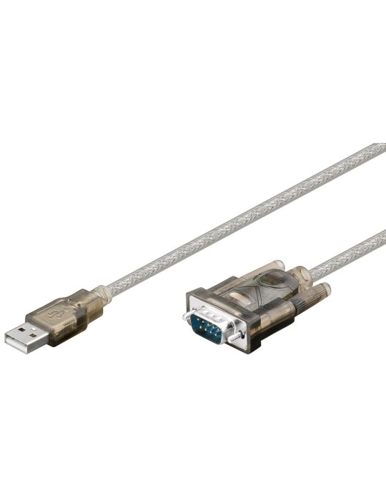 Goobay USB seriell RS232 Konverter, Transparent 1,5m, USB 2.0-Stecker (Typ A)  D-SUB/RS-232-Stecker (9-polig)