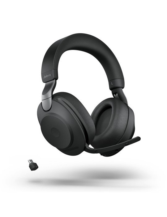 Jabra Evolve2 85 Headset, Stereo, kabellos, schwarz Bluetooth, inkl. Link 380 USB-C, Optimiert Microsoft Teams