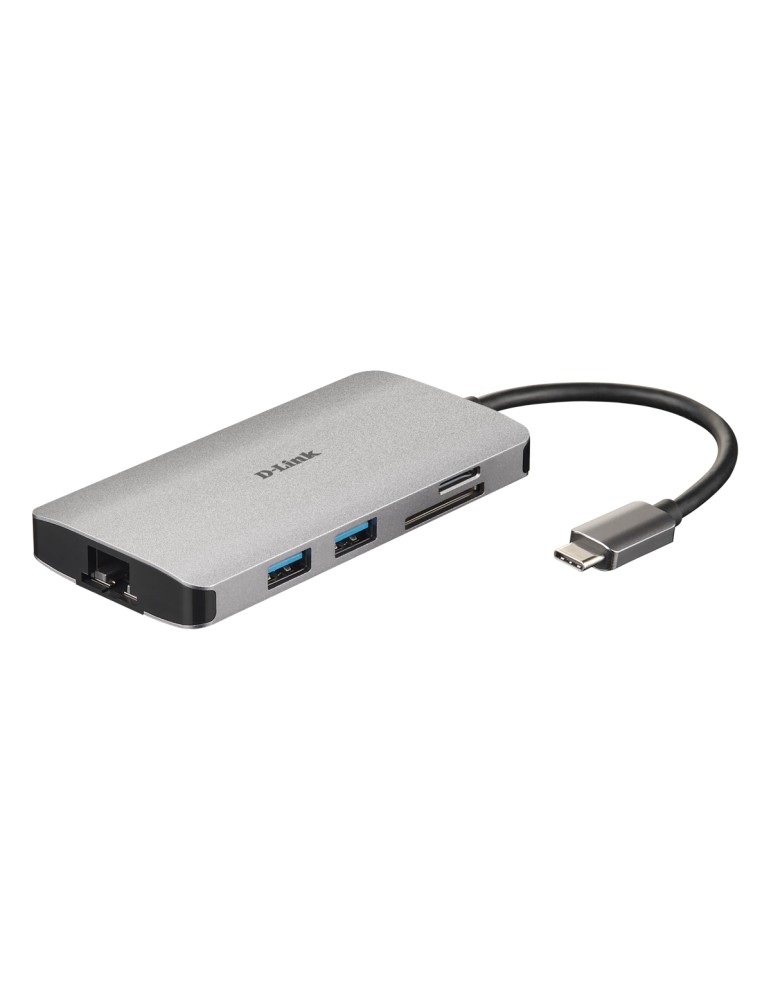 D-Link 8-In-1 USB-C Hub (DUB-M810) [3x USB 3.0, 1x HDMI, 1x USB-Typ C/Thunderbolt 3, 1x Gigabit LAN, Dual-Slot Kartenleser]