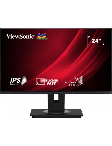 ViewSonic VG2448A-2 LED Office Monitor 60,45 cm (23,8 Zoll) Vielseitiger Standfuß und 3 Seiten rahmenlos, Full HD, 16:9, 5ms, IP