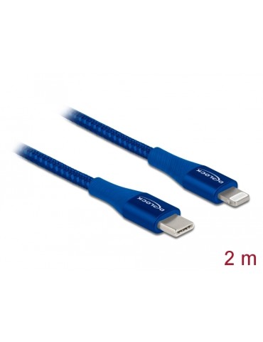 Delock Daten- und Ladekabel USB Type-C™ zu Lightning™ für iPhone™, iPad™ und iPod™ blau 2,0 m MFi