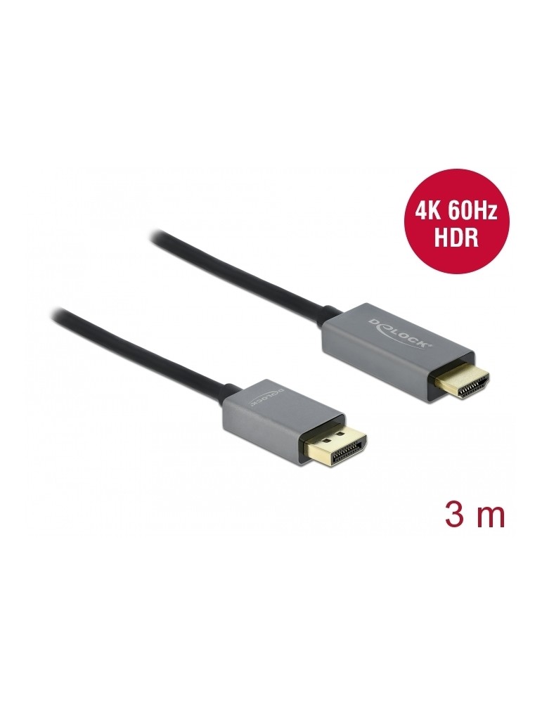 Delock Aktives DisplayPort 1.4 zu HDMI Kabel 4K, 60Hz (HDR), 3m