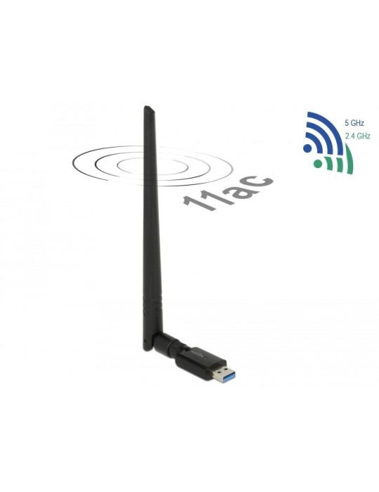 Delock USB 3.0 Dualband WLAN Stick 867 + 300 Mbps mit externer Antenne