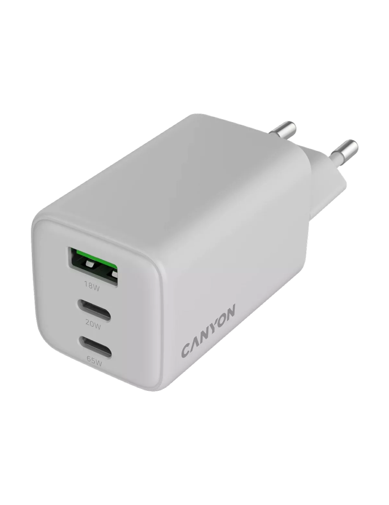 CANYON Charger CU65ACC GaN 65W 2xPD 1xQC EU White