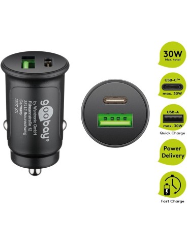 Goobay Dual-USB Auto Schnellladegerät USB-C™ PD (Power Delivery)