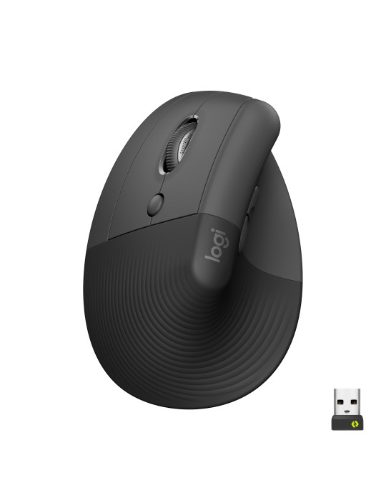 Logitech Lift Left Vertical Ergonomic Mouse, Linkshändervariante ,Gummibeschichtete Grifffläche, Bequeme Daumenauflage, 4 anpass