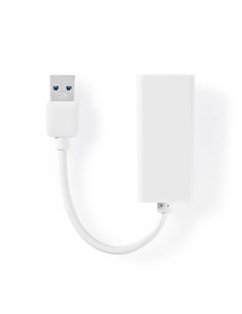 NEDIS USB-Adapter | USB 3.2 Gen 1 | USB-A Stecker | RJ45 Buchse | 1 Gbps | 0.20 m | rund | Vernickelt | ABS | Weiss | Box