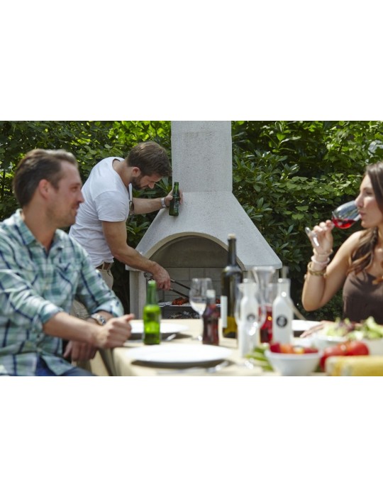 Gartengrillkamin Rondo weiß – Quarzstruktur | ShopVola