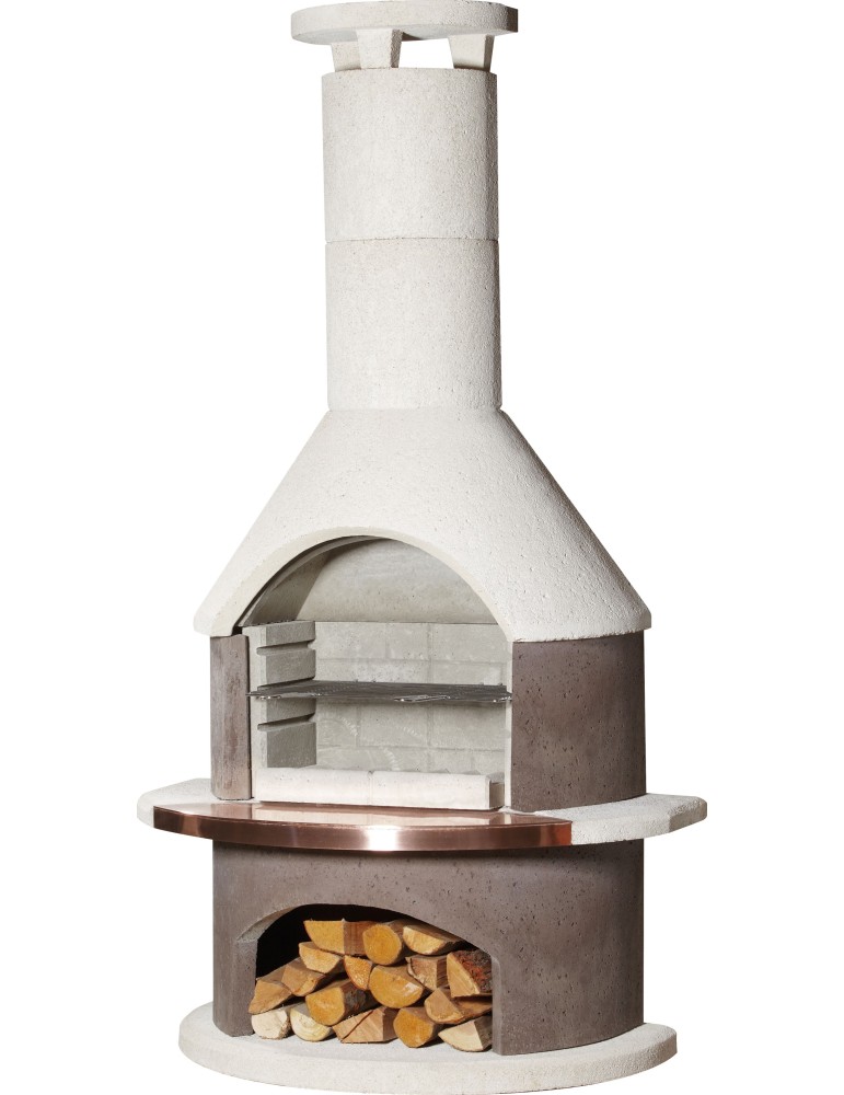 Gartengrillkamin Rondo weiß‑braun – Grillkamin | ShopVola