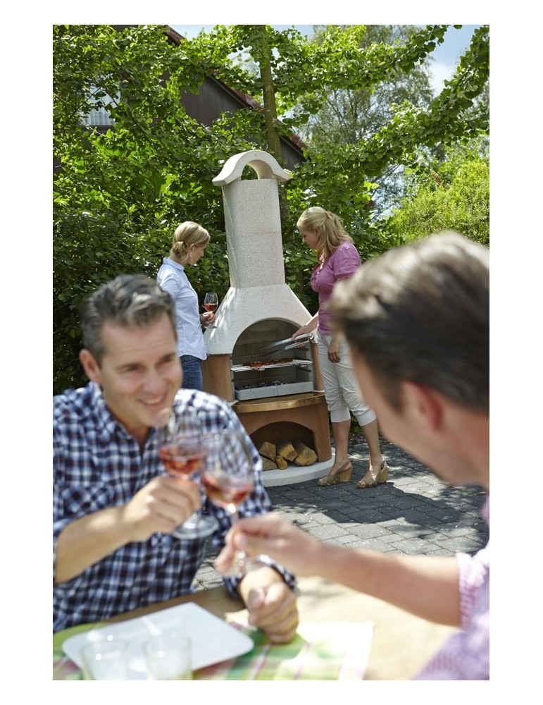 Gartengrillkamin Bologna – weiß‑terrakotta Grillkamin | ShopVola