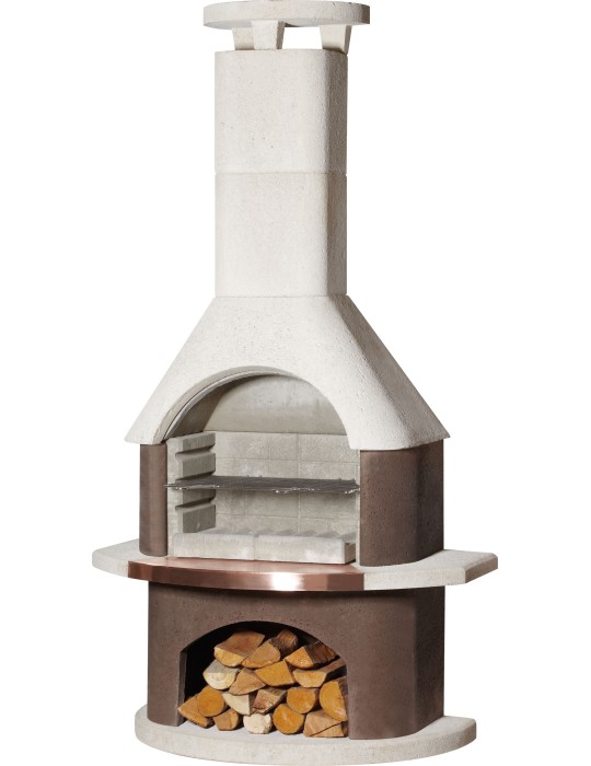 Gartengrillkamin San Remo weiß‑braun | ShopVola