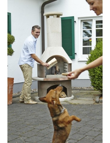 Gartengrillkamin San Remo weiß-braun 2