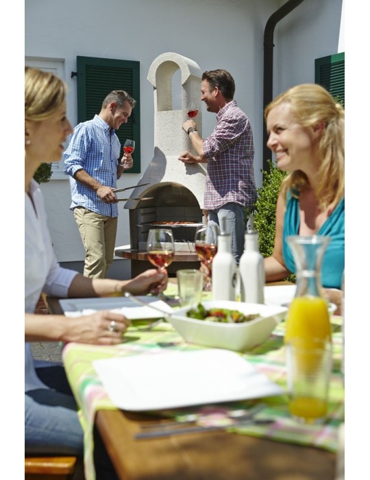 Gartengrillkamin St. Moritz – weiß‑braun Grillkamin | ShopVola