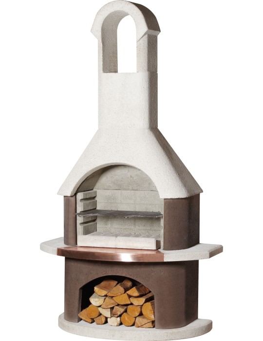 Gartengrillkamin St. Moritz – weiß‑braun Grillkamin | ShopVola